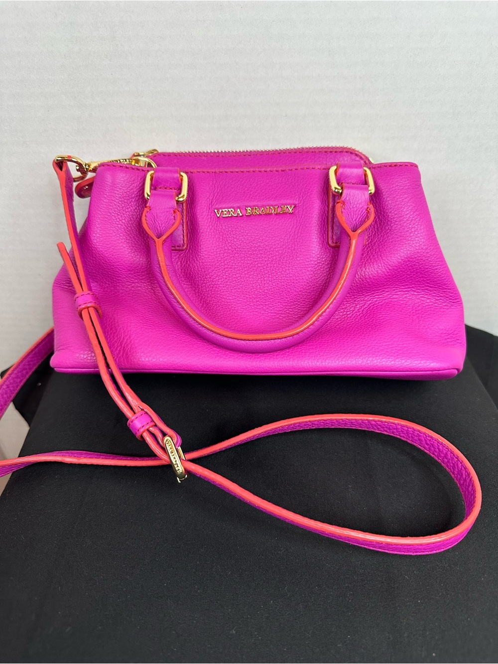 Vera Bradley Bright Pink Leather Crossbody Bag